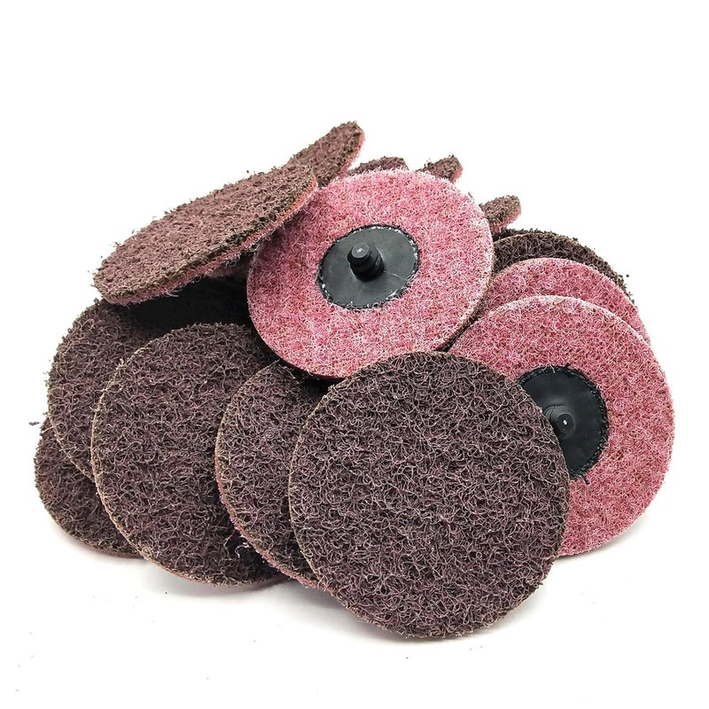 Banmo Abrasive أقراص تكييف السطح 3 بوصة، 25 قطعة أقراص صنفرة متوسطة، نوع-R تغيير سريع وتبديد الحرارة، أقراص صنفرة تغيير سريع، وسادة قرص حبيبات متوسطة للتلميع الدقيق - Image 1